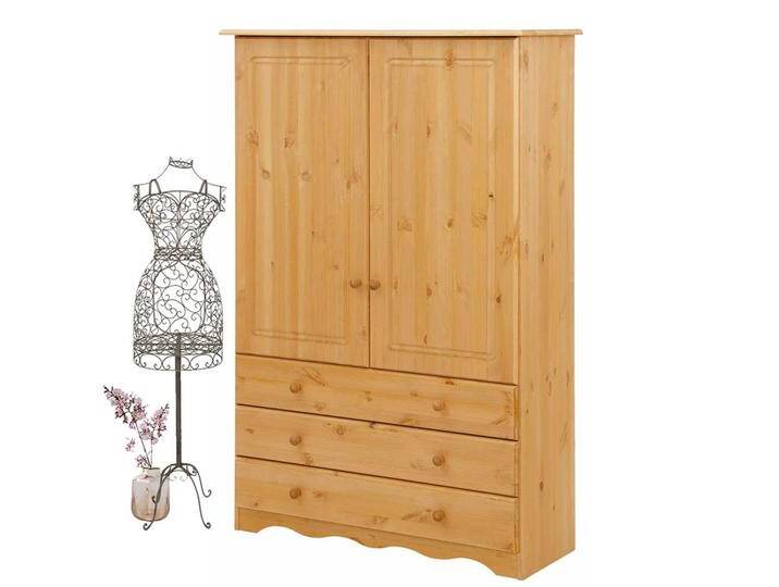 Schlafzimmerschrank aus Kiefer Massivholz 95 cm breit von Pharao24.de