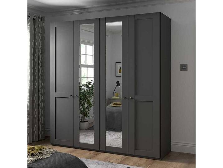 Schlafzimmerschrank mit Spiegeltüren in Dunkelgrau 200 cm breit Schlafzimmerschrank mit Spiegeltüren in Dunkelgrau 200 cm breit von Pharao24.de