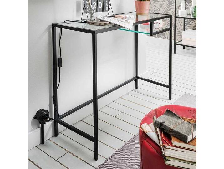 Schminkkonsole Tisch aus Glas und Metall Industry und Loft Stil Schminkkonsole Tisch aus Glas und Metall Industry und Loft Stil von Pharao24.de