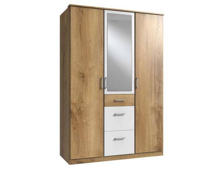 Schrank Holzoptik und Weiß in modernem Design Spiegeltür von Pharao24.de