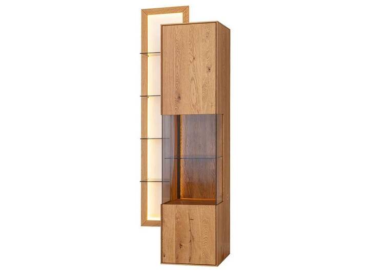 Schrank Vitrine hängend aus Wildeiche Massivholz mit Regal von Pharao24.de