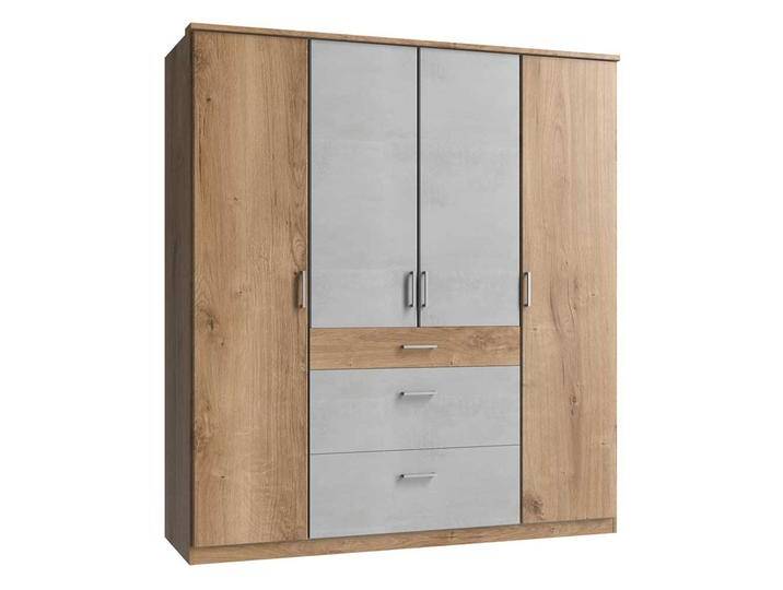 Schrank mit Türen und Schubladen in Plankeneiche Holzoptik Beton Lichtgrau Schrank mit Türen und Schubladen in Plankeneiche Holzoptik Beton Lichtgrau von Pharao24.de