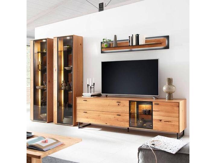 Schrankwand Wohnzimmer Wohnzimmerwand in Wildeichefarben 50 cm tief (vierteilig) von Pharao24.de