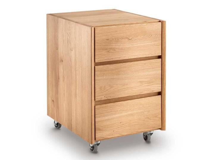 Schreibtischrollcontainer Wildeiche mit drei Schubladen 60 cm hoch von Pharao24.de