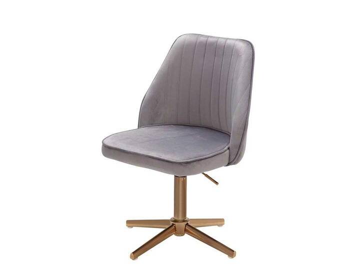 Schreibtischstuhl, Grau & Goldfarben, 60x60x80 cm, Samt & Metall, Drehbar & Höhenverstellbar, Modern Schreibtischstuhl, Grau & Goldfarben, 60x60x80 cm, Samt & Metall, Drehbar & Höhenverstellbar, Modern von Pharao24.de