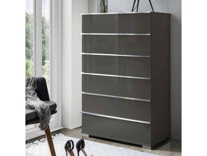 Schubladenkommode Kommode mit Metallgriffen Front glasbeschichtet Schubladenkommode Kommode mit Metallgriffen Front glasbeschichtet von Pharao24.de