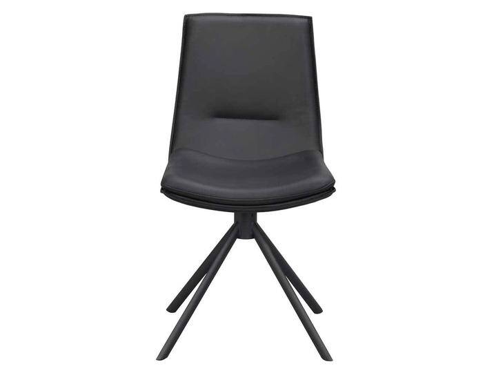 Schwarze Lederstühle mit Gestell aus Metall drehbar (2er Set) von Pharao24.de