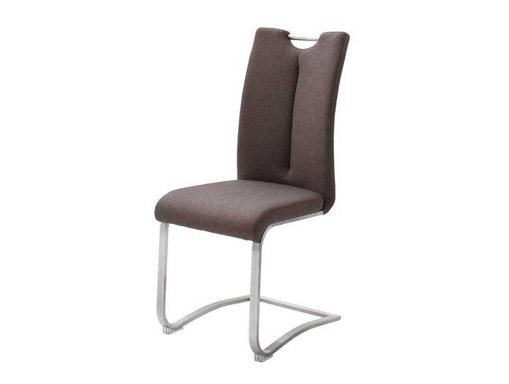 Schwingstühle in Braun Webstoff Edelstahl (2er Set) von Pharao24.de