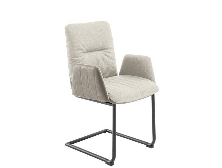 Schwingstuhl, Beige & Weiß, 58x58 cm, Webstoff & Kunstleder, Armlehnen, Modern von Pharao24.de