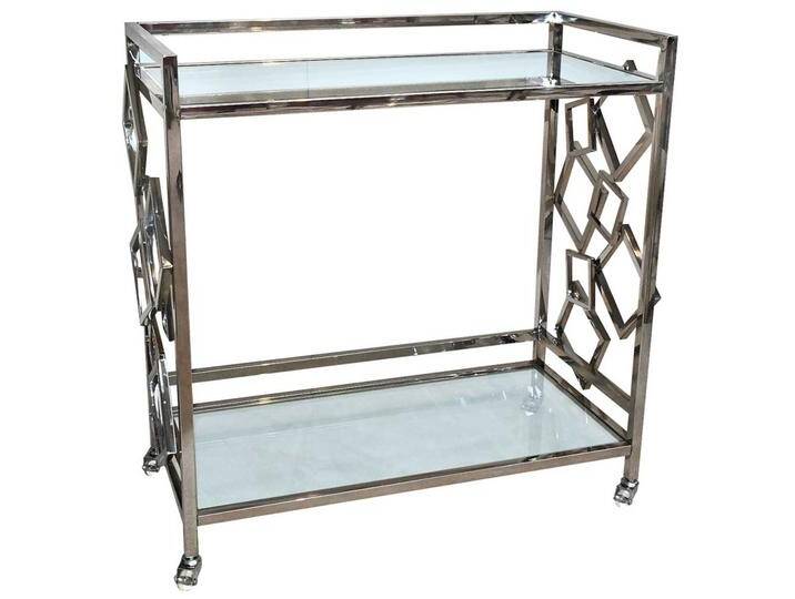 Servierwagen aus Edelstahl mit 2 Glasplatten Metallrollen von Pharao24.de