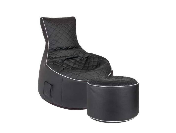 Sessel Sitzsack in Schwarz Kunstleder Hocker von Pharao24.de
