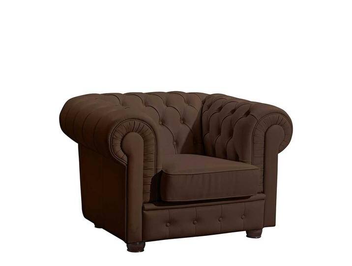 Sessel braun Kunstleder im Chesterfield Look 110 cm breit von Pharao24.de