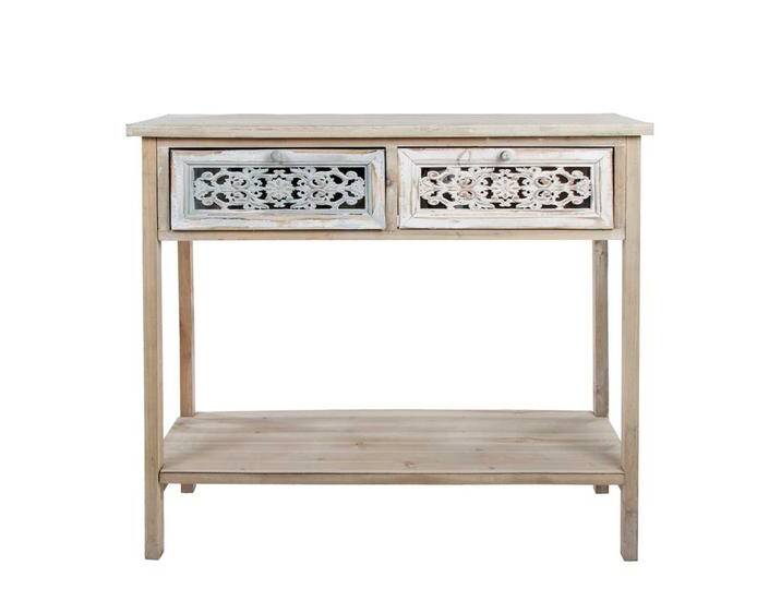 Shabby Chic Konsolentisch in Holz White Wash zwei Schubladen Shabby Chic Konsolentisch in Holz White Wash zwei Schubladen von Pharao24.de