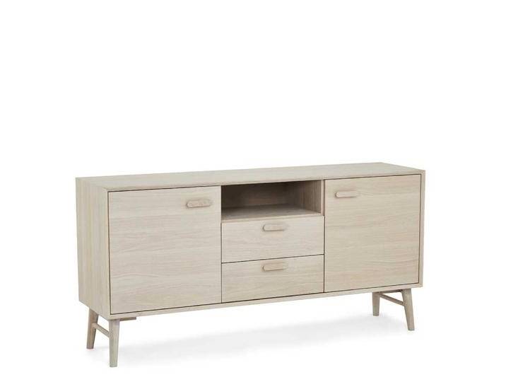 Sideboard Kommode in Eiche weiß mit einem offenen Fach von Pharao24.de