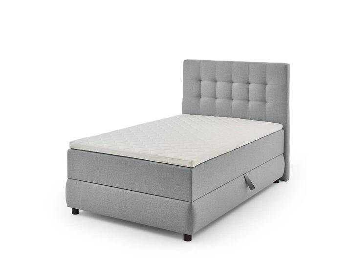 Single Bett mit Box Matratze in Grau Stoff modernes Design von Pharao24.de