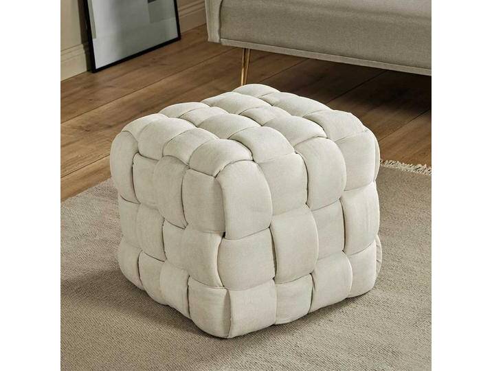 Sitzhocker Hocker in Cremeweiß und quadratischer Form von Pharao24.de