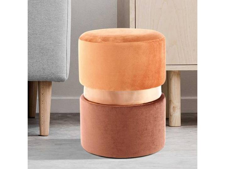 Sitzhocker in Terracotta Samt Braun von Pharao24.de