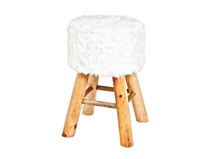 Sitzhocker in Weiß Kunstfell von Pharao24.de