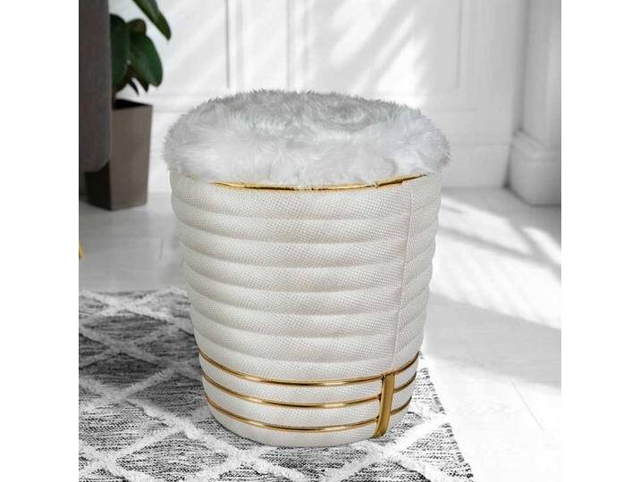 Sitzhocker in Weiß und Goldfarben 50 cm hoch von Pharao24.de