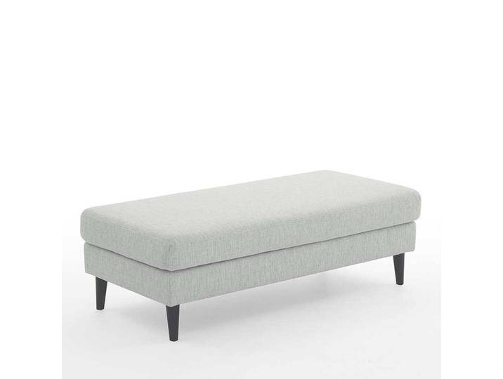 Skandi Polsterhocker in Offwhite Webstoff rechteckig von Pharao24.de