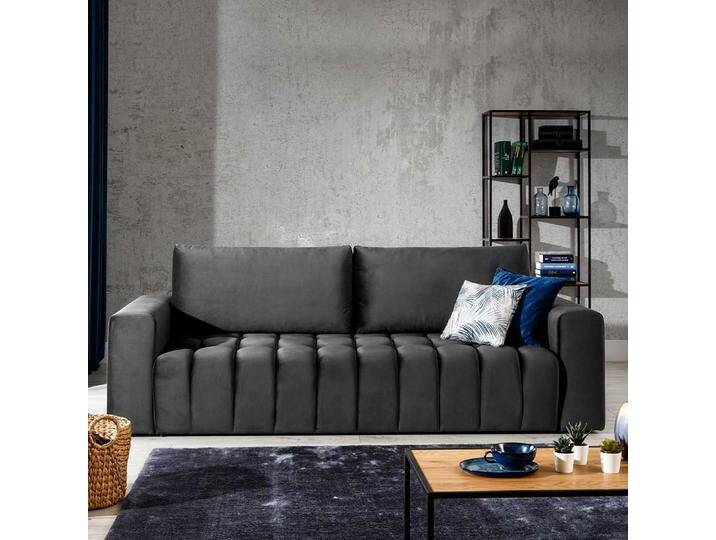 Sofa Dreisitzer Sofa in Dunkelgrau aus Samt von Pharao24.de