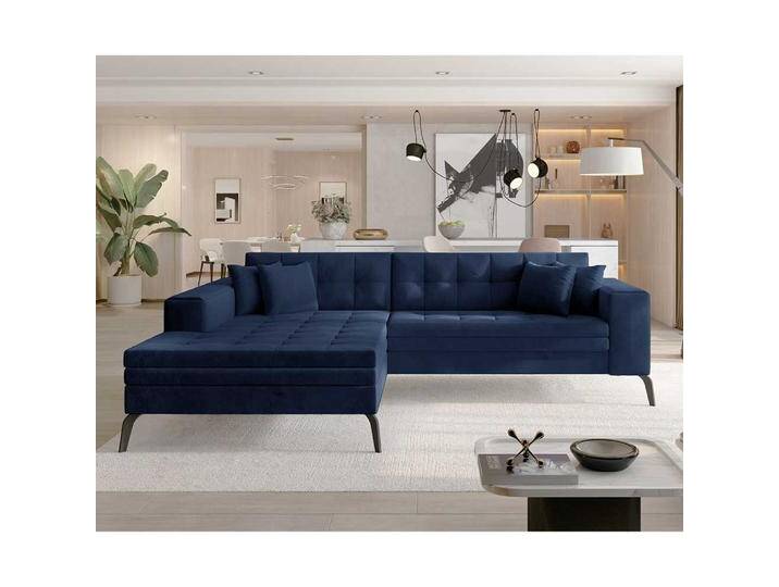Sofa Eckcouch in Dunkelblau aus Samt von Pharao24.de