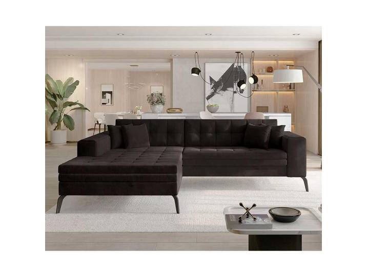 Sofa Ecksofa aus Samt in Graubraun von Pharao24.de