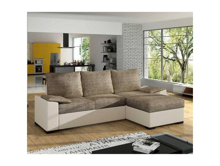 Sofa Polsterecke mit Armlehnen aus Webstoff und Kunstleder von Pharao24.de