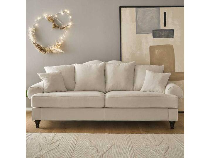 Sofa Vintage Beige im Landhausstil 230 cm breit - 100 cm tief von Pharao24.de