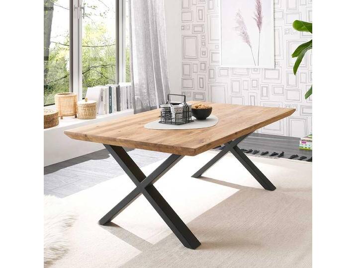 Sofatisch Holztisch in Asteichefarben mit X Gestell aus Metall von Pharao24.de