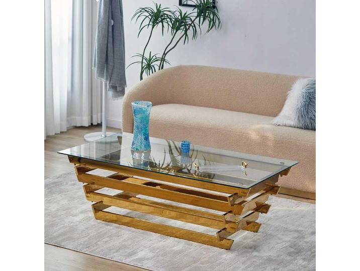Sofatisch aus Glas Trapezgestell von Pharao24.de