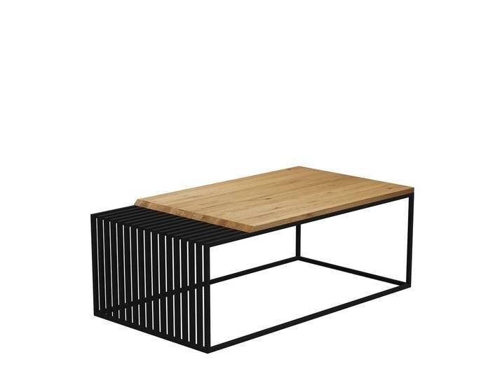Sofatisch modern aus Wildeiche Massivholz Metallgestell Sofatisch modern aus Wildeiche Massivholz Metallgestell von Pharao24.de