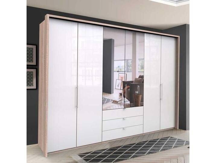 Spiegel Schlafzimmerkleiderschrank mit Falttüren und Schubladen modern von Pharao24.de