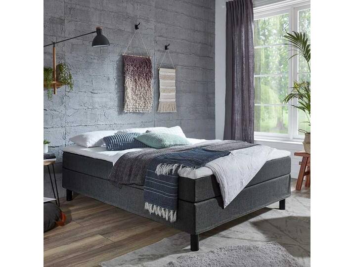 Springboxbett in Anthrazit 62 cm Kopfteil von Pharao24.de