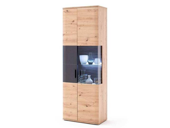 Standvitrine in Eichefarben und Anthrazit 70 cm breit von Pharao24.de