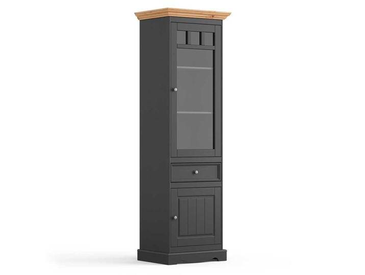 Standvitrine massiv aus Kiefer Massivholz Landhaus Stil von Pharao24.de
