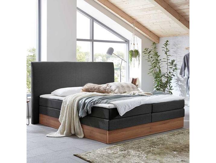 Stauraum-Boxbett Matratzen H2 Anthrazit & Walnussfarben von Pharao24.de