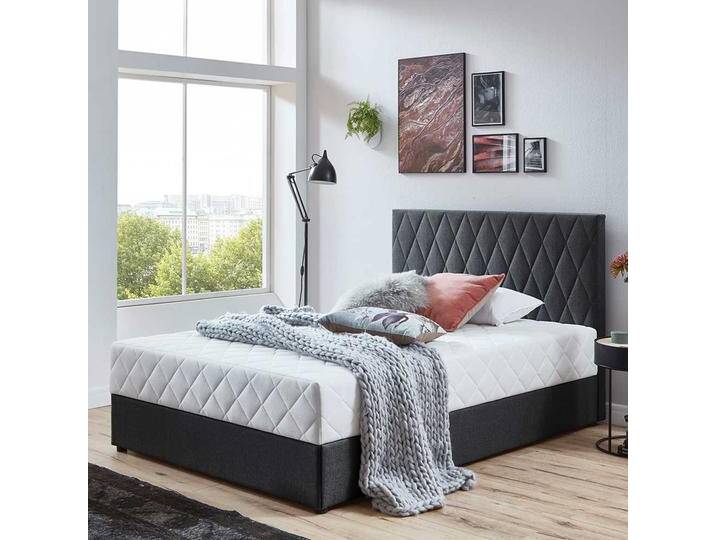 Stauraum-Boxbett in Anthrazit Matratze H2 von Pharao24.de