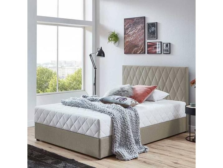 Stauraum Boxbett in Cremefarben 108 cm Kopfteil von Pharao24.de