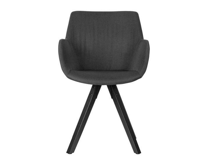 Armlehnstuhl, Schwarz, 54x58x84 cm, Webstoff & Gummibaumholz, Gepolstert, Modern, 2er Set von Pharao24.de