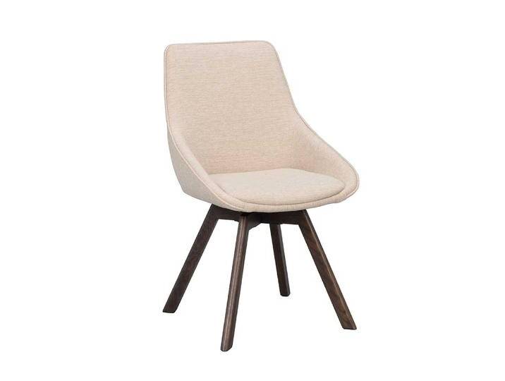 Stuhl, Beige, 51x60x88 cm, Webstoff & Eiche Massivholz, 2er Set, Skandinavisch von Pharao24.de