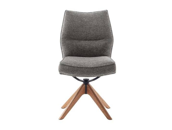 Stuhl, Anthrazit, 49x63x92 cm, Chenillegewebe & Eiche Massivholz, Hochlehner, Modern von Pharao24.de