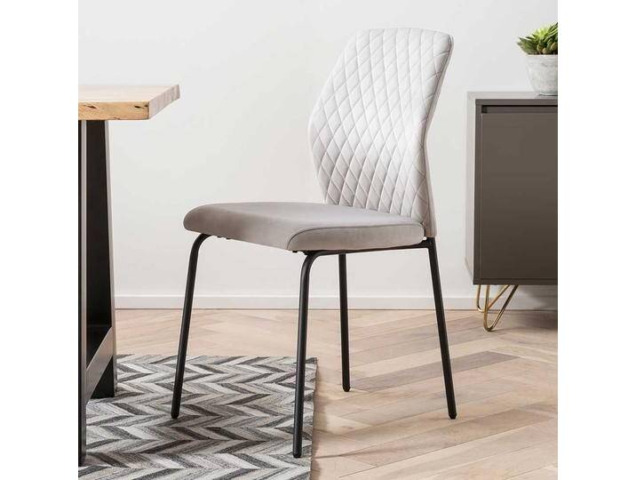 Stuhl Küche Samt Metall in Hellgrau und Schwarz 50 cm Sitzhöhe (2er Set) von Pharao24.de