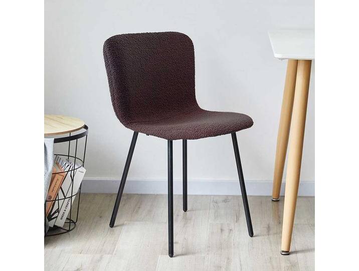 Stuhl Set Boucle Dunkelgrau mit Gestell aus Metall Schwarz (4er Set) von Pharao24.de