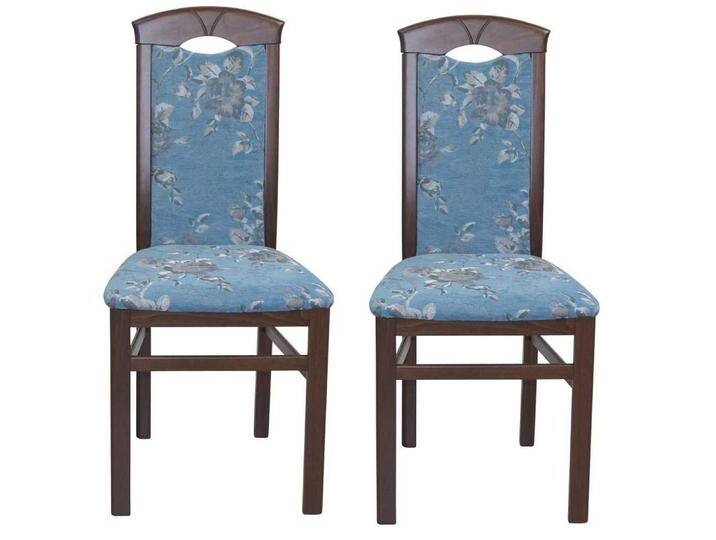 Stuhl Set Küche in Blau und Nussbaumfarben Blumen Motiv (2er Set) von Pharao24.de
