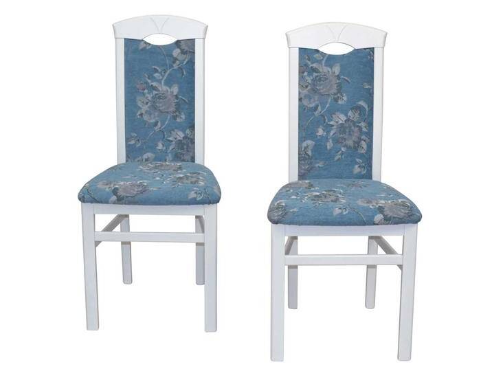 Stuhl Set Küche modern in Blau und Weiß Blumen Motiv (2er Set) von Pharao24.de