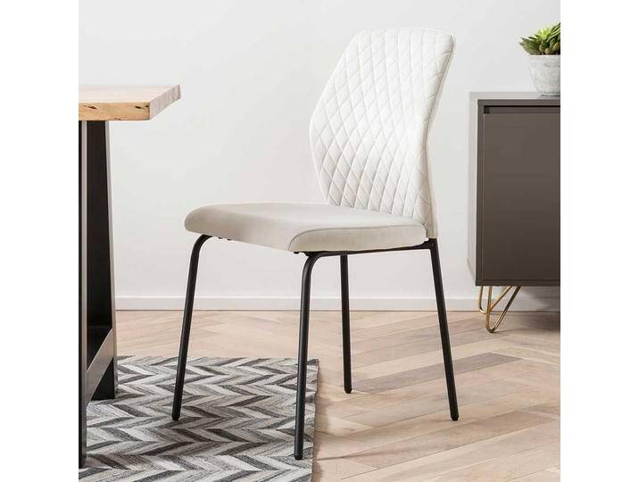 Stuhl Set Samt Metall in Beige und Schwarz 47 cm breit (2er Set) von Pharao24.de