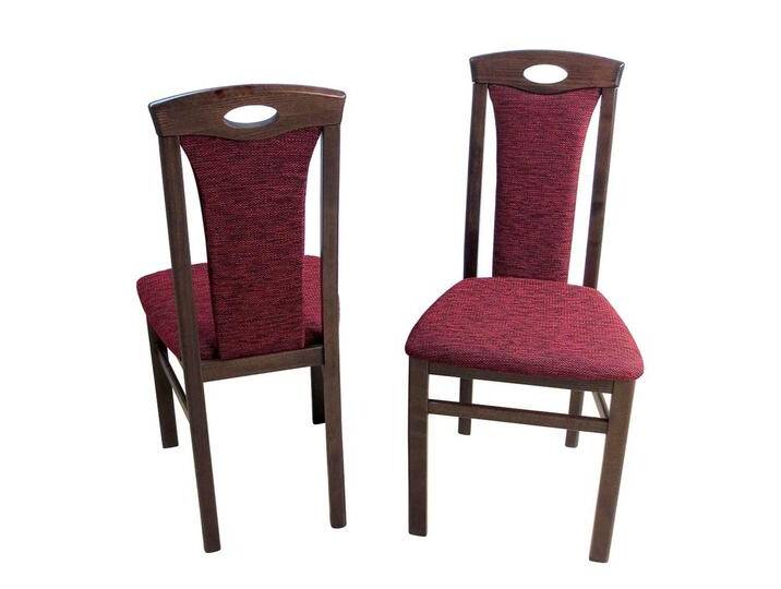 Stuhl Set in Nussbaumfarben Buche massiv Rot Stoff (2er Set) von Pharao24.de