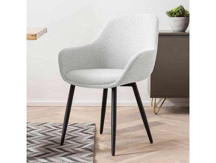 Stuhl Set weiss schwarz mit Armlehnen Gestell aus Metall (2er Set) von Pharao24.de