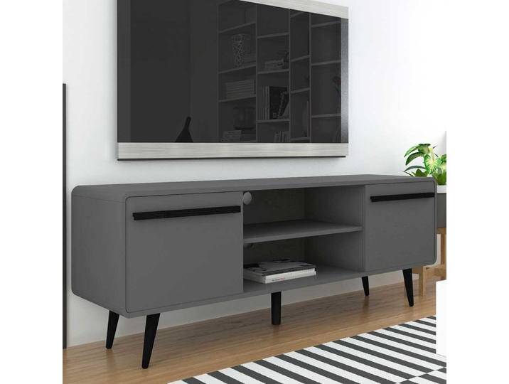 TV Board Lowboard mit Türen grau foliert von Pharao24.de